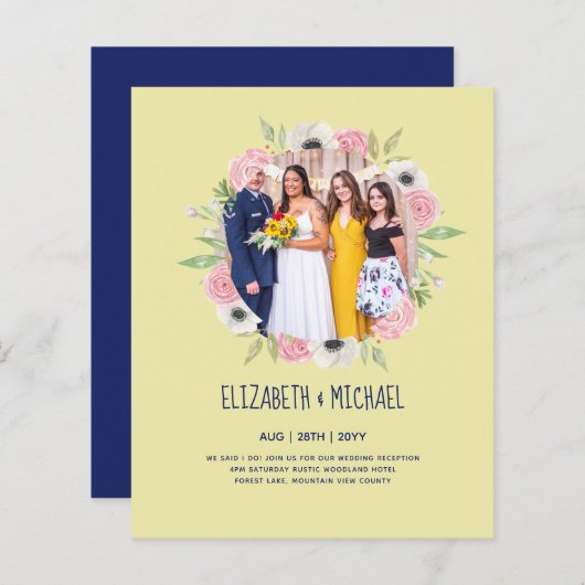 予算トレンド写真ウェディングレセプション招待状 (正面/裏面)