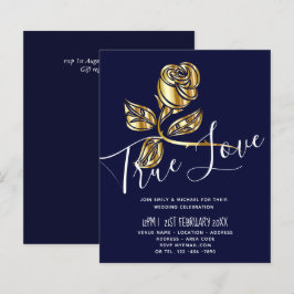 予算トレンド真の愛の金ゴールドバラ結婚式の招待