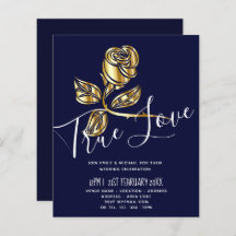 予算トレンド真の愛の金ゴールドバラ結婚式の招待