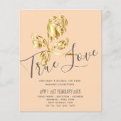 予算トレンド真の愛の金ゴールドバラ結婚式の招待 (正面)
