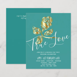 予算トレンド真の愛の金ゴールドバラ結婚式の招待