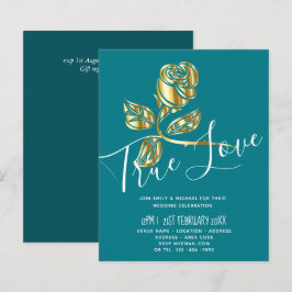 予算トレンド真の愛の金ゴールドバラ結婚式の招待