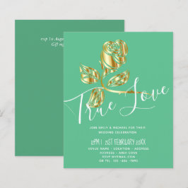 予算トレンド真の愛の金ゴールドバラ結婚式の招待