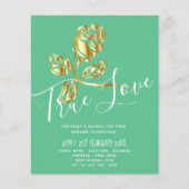 予算トレンド真の愛の金ゴールドバラ結婚式の招待 (正面)