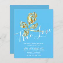 予算トレンド真の愛の金ゴールドバラ結婚式の招待