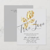 予算トレンド真の愛の金ゴールドバラ結婚式の招待 (正面/裏面)