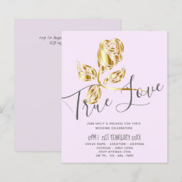 予算トレンド真の愛の金ゴールドバラ結婚式の招待