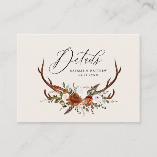 予算ナチュラルスタング錆フローラエレガントな結婚式 エンクロージャーカード (正面)