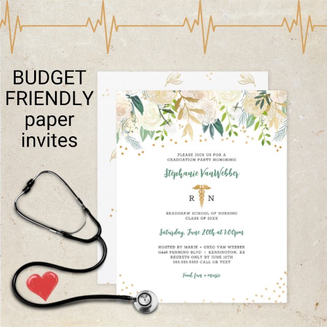 予算ナース卒業ホワイト金ゴールドフローラ (クリエイターアップロード済み)