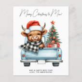 予算ハイランドカウトラックヴィンテージクリスマスカード (正面)