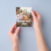 予算ハッピーニューイヤーモダンタイポグラフィフォトカード チラシ (手)