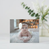 予算ハッピーホリデーズスクリプトクリスマスフォトカード (スタンド正面)