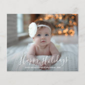 予算ハッピーホリデーズスクリプトクリスマスフォトカード (正面)