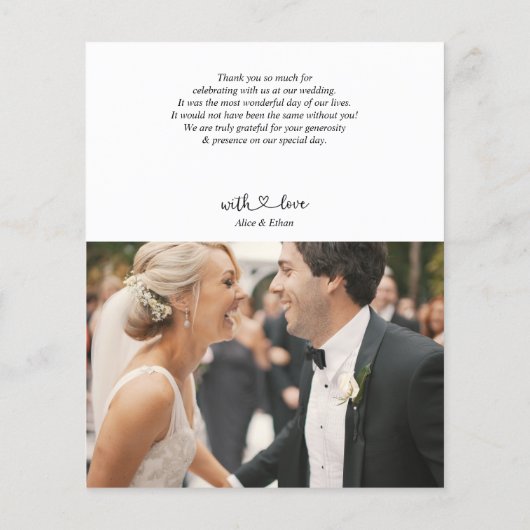 予算ハートスクリプト写真結婚の感謝 (裏面)