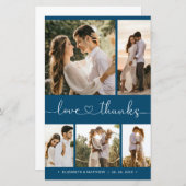 予算ハートスクリプト結婚の照合順序のサンキューカード (正面/裏面)