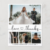 予算ハートスクリプト結婚写真のサンキューカード (正面)