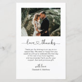 予算ハートスクリプト結婚写真のサンキューカード (裏面)