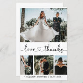 予算ハートスクリプト結婚写真のサンキューカード (正面/裏面)