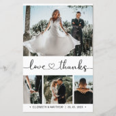 予算ハートスクリプト結婚写真のサンキューカード (正面)