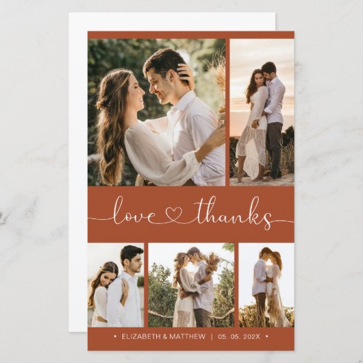 予算ハートスクリプト結婚写真のサンキューカード (正面/裏面)