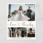 予算ハートスクリプト結婚写真のサンキューカード (正面)