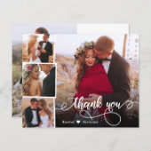 予算ハートフォトコラージュ結婚のサンキューカード (正面/裏面)