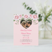 予算ハートフォトピンクフローラ結婚式招待状 (スタンド正面)