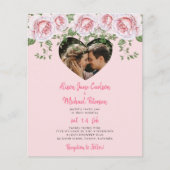 予算ハートフォトピンクフローラ結婚式招待状 (正面)