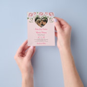 予算ハートフォトピンクフローラ結婚式招待状 チラシ (手)