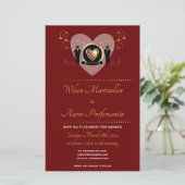 予算ハートブルゴーニュLGBTQ結婚式招待状 (スタンド正面)