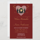 予算ハートブルゴーニュLGBTQ結婚式招待状 (正面)