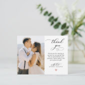 予算ハート写真結婚のThank You Script ポストカード (スタンド正面)