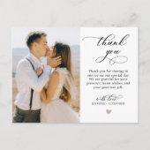 予算ハート写真結婚のThank You Script ポストカード (正面)