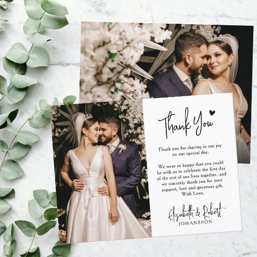 予算ハート結婚の感謝フォトスクリプトカード