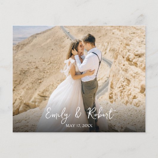 予算ハート結婚のThank You Script Photo Card (裏面)