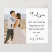 予算ハート結婚のThank You Script Photo Card (正面)