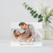 予算ハート金ゴールド書道の写真の保存日付 案内ポストカード (スタンド正面)