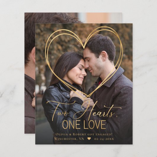 予算ハート2写真婚約のお知らせ (正面/裏面)