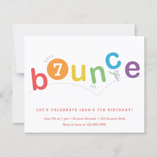 予算バウンスキッズエイジバースデーパーティーの招待 (正面)