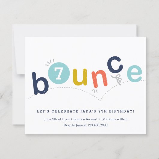 予算バウンスバースデーパーティーの招待 (正面)