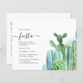 予算バチェロレッテ週末パーティーの旅程招待状 (正面/裏面)