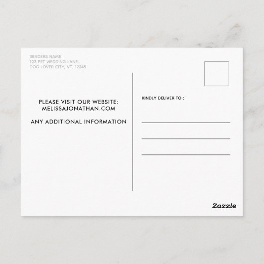 予算バラカスタム金ゴールドペットフォトドッグ結婚ズ ポストカード (裏面)