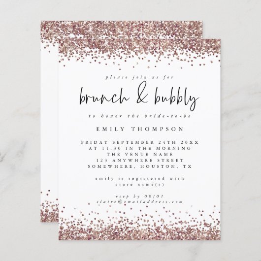 予算バラグリッターブルンチバブリーブライダルシャワー (正面/裏面)