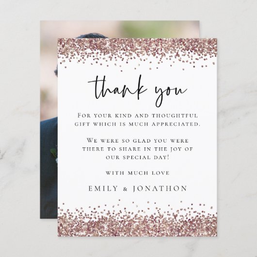 予算バラグリッター結婚写真の白感謝してい色 (正面/裏面)