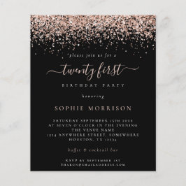 予算バラグリッター21stパーティーブラック招待状