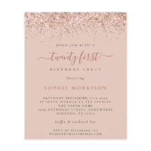 予算バラグリッター21st誕生日パーティの招待状