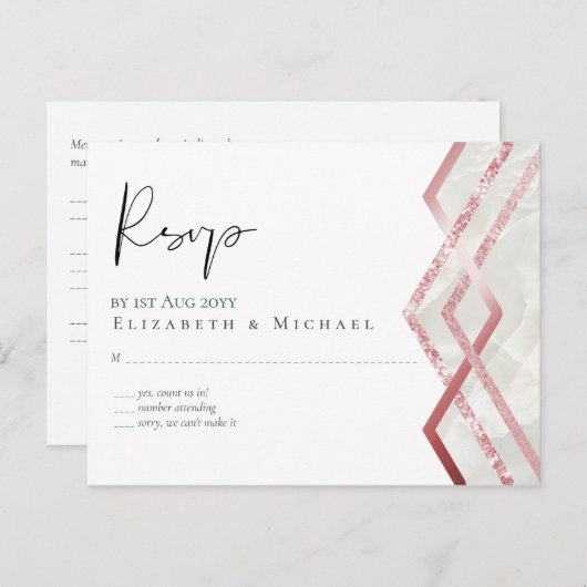 予算バラゴールドフォイルの外観の幾何結婚の ポストカード (正面/裏面)