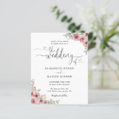 予算バラフローラスクリプトフォト結婚式招待状 (スタンド正面)