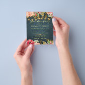 予算バラ写真卒業パーティー招待状 チラシ (手)