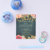 予算バラ写真卒業パーティー招待状 チラシ (シングル)